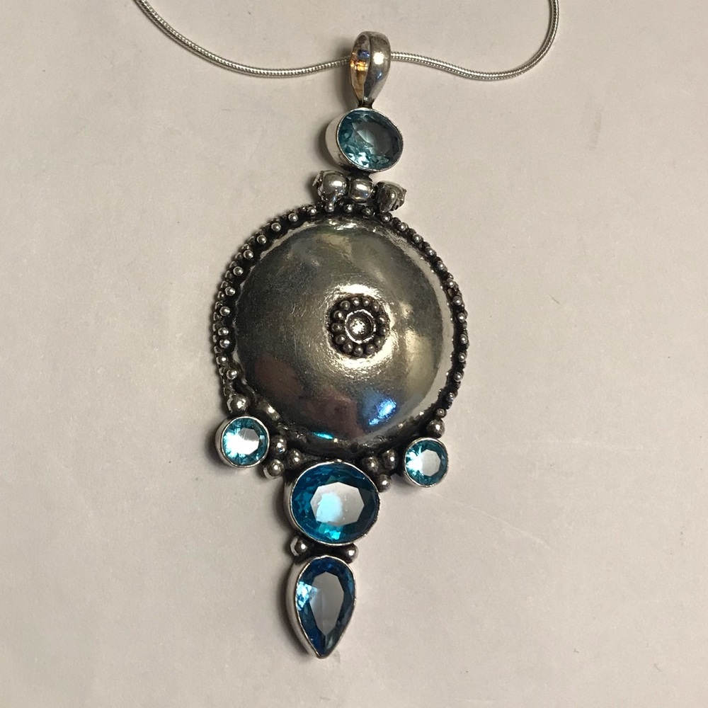 Blue Topaz Stamped 925 Sterling Silver Necklace